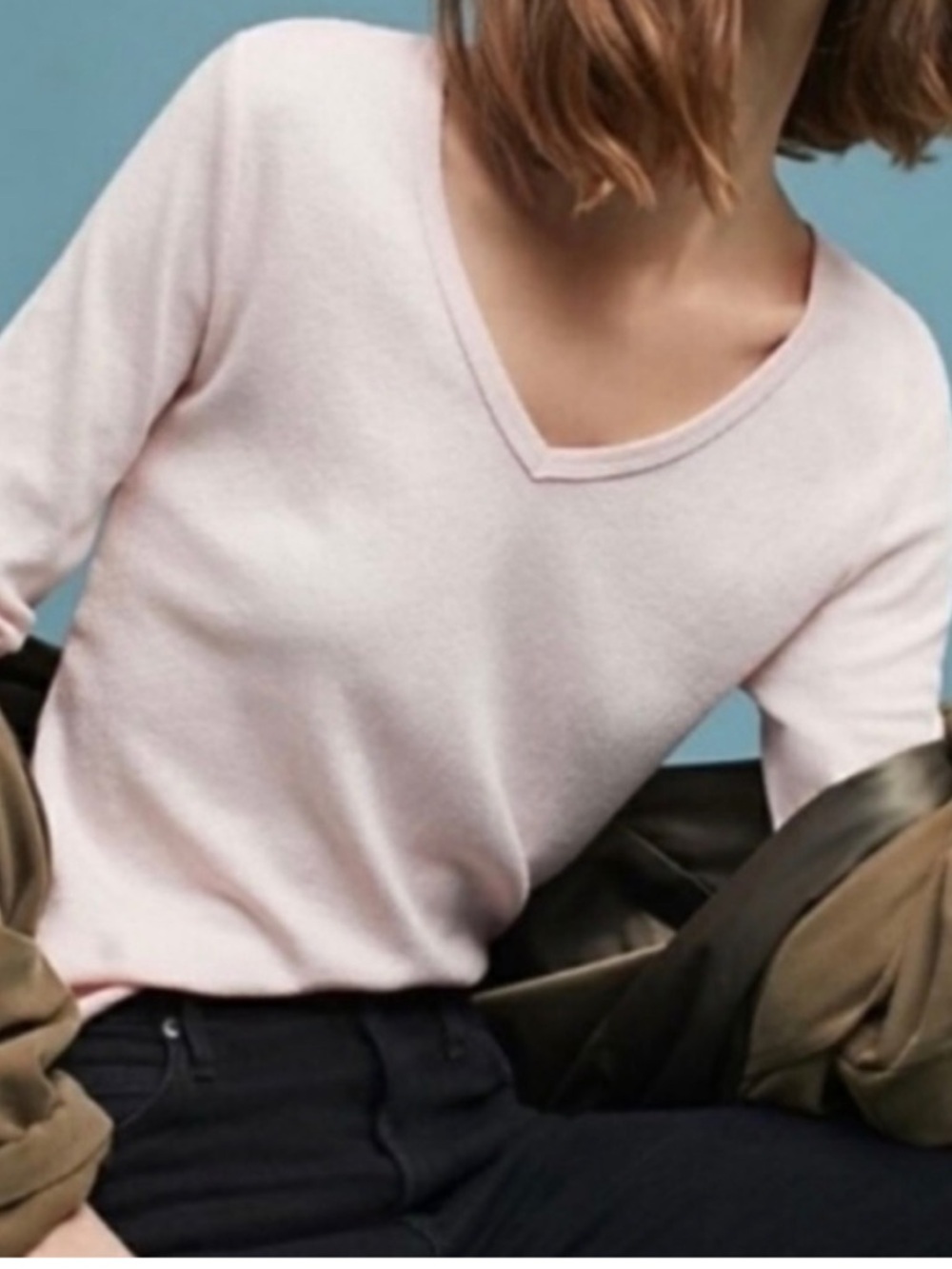 Michael Stars For Anthropologie Light Pink Shimmer Long Sleeve Tee Size XS/S